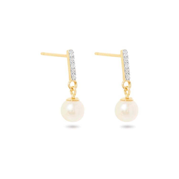 Stone and Strand 14K Yellow Gold Uptown Pearl Diamond Drops Side Image
