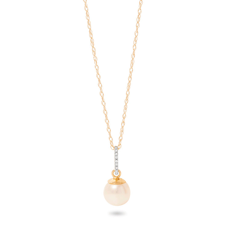 Stone and Strand 14K Yellow Gold Uptown Pearl Diamond Necklace Front Image