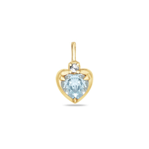 Stone and Strand 10K Yellow Gold Diamond Water Sign Heart Aquamarine Charm Front Image