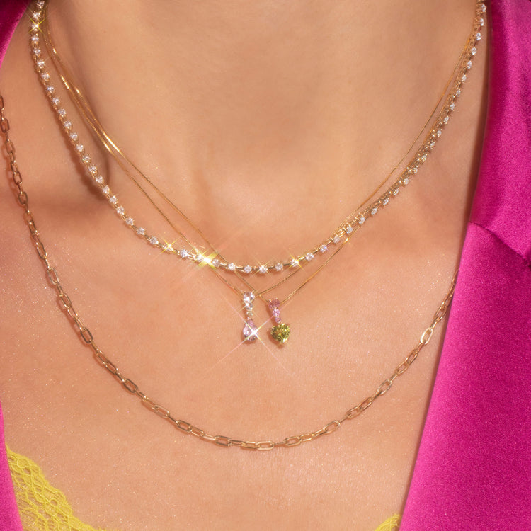Image of 10K Yellow Gold Watermelon Candyland Necklace with Stone and Strand Necklaces