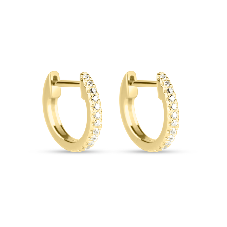 White Diamond Pave Huggie Earrings