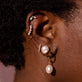 Image of 10K Yellow Gold Dainty White Diamond Pave Huggie Earrings with Stone and Strand Earrings