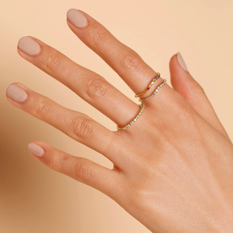 White Gold Bold Diamond Pave Curve Band