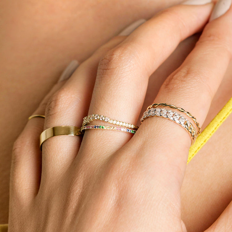 White Gold Bold Diamond Pave Curve Band
