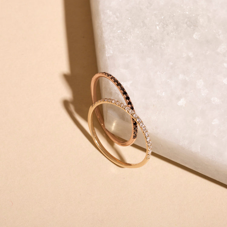 White Gold Fine Pave Black Diamond Band