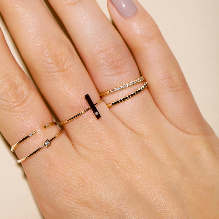 White Gold Fine Pave Black Diamond Band