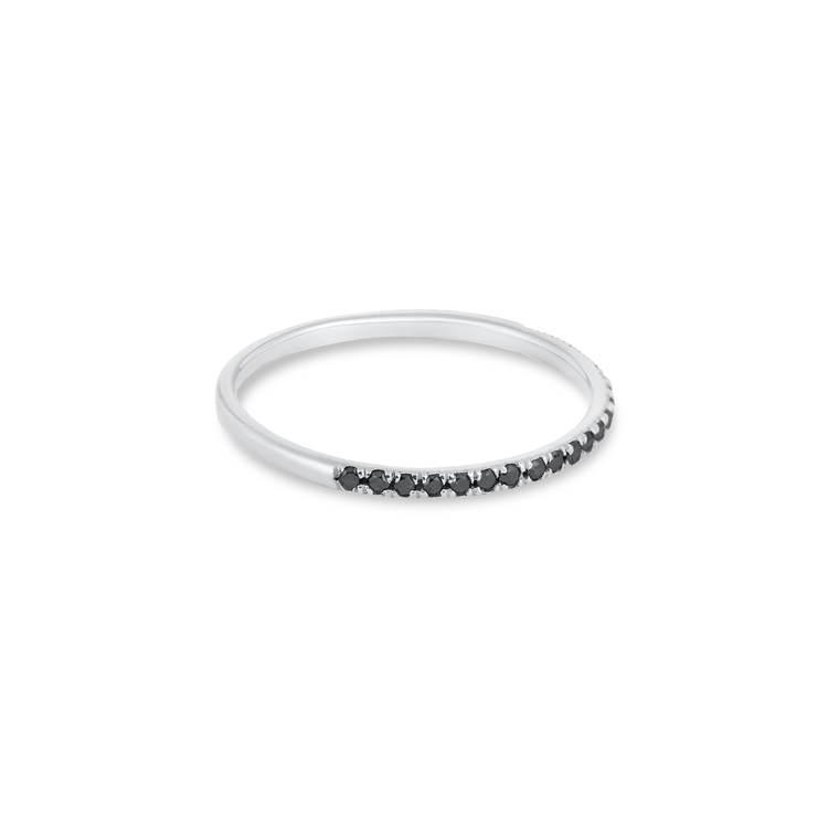 White Gold Fine Pave Black Diamond Band