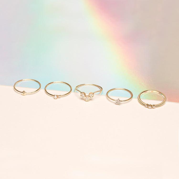 White Gold Tri Diamond Arch Ring