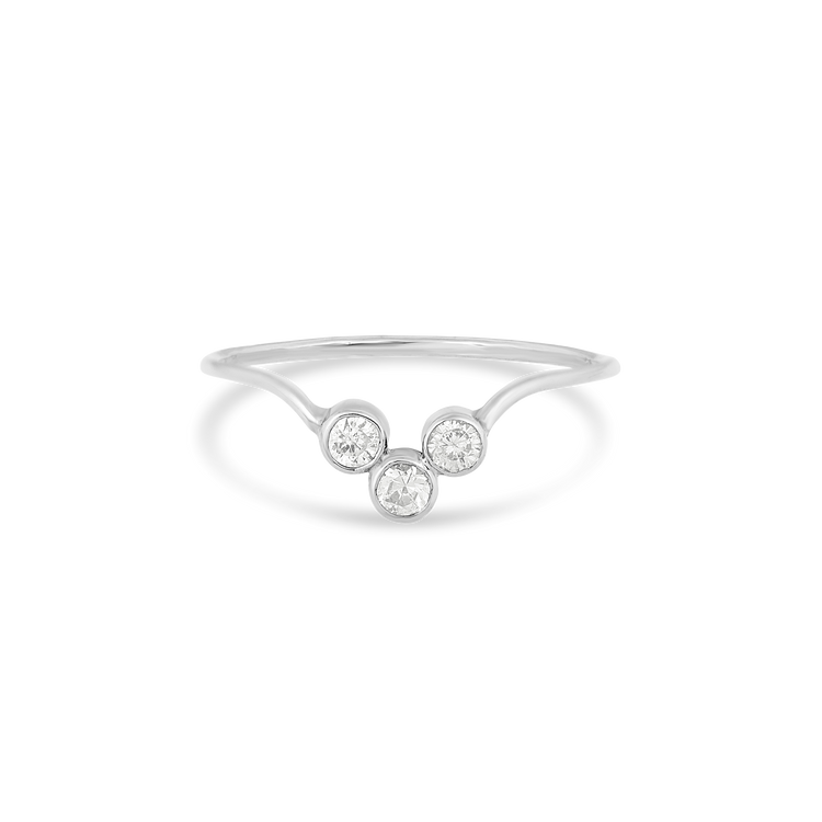 White Gold Tri Diamond Arch Ring