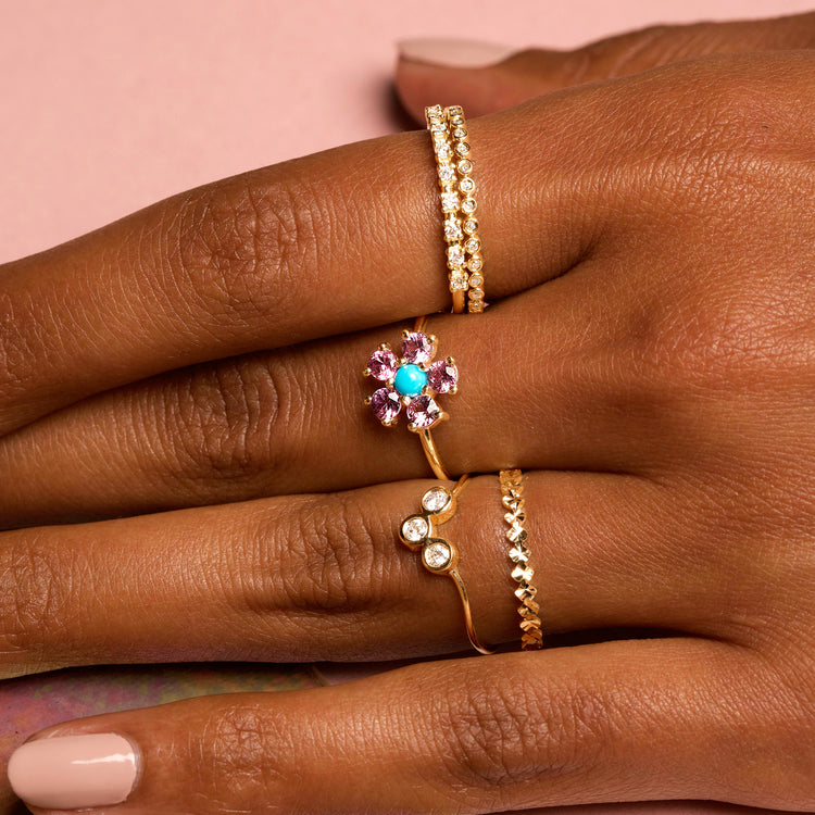 White Gold Tri Diamond Arch Ring