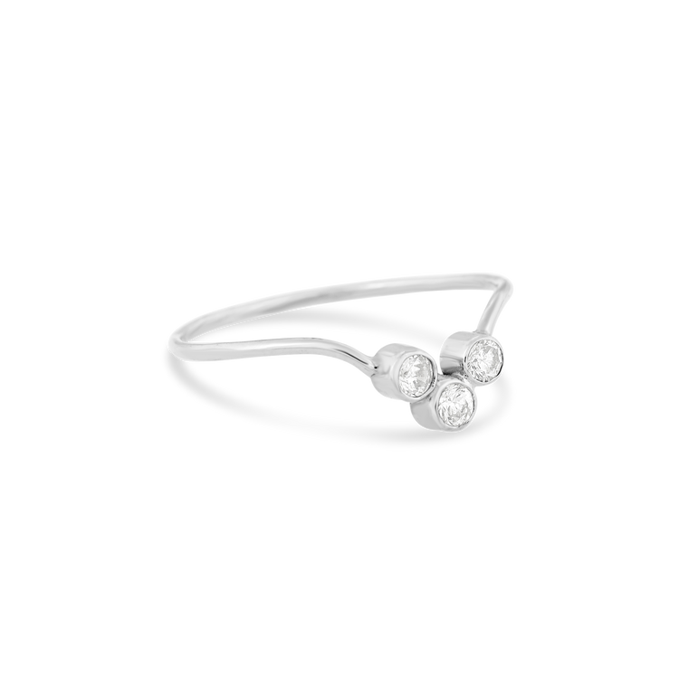 White Gold Tri Diamond Arch Ring