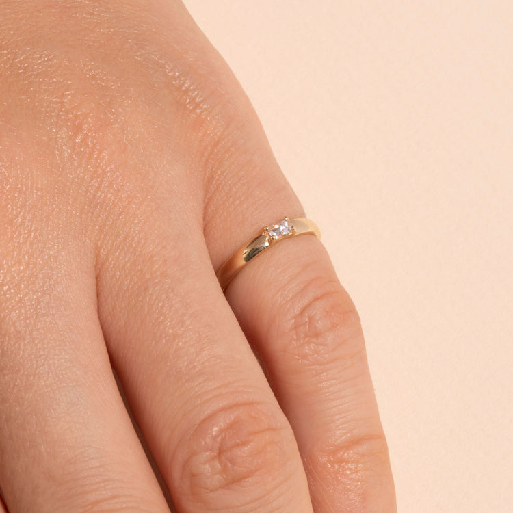 White Sapphire Baguette Pinky Ring