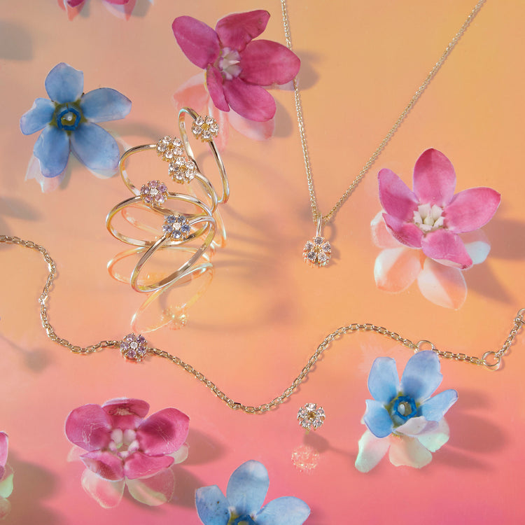 White Sapphire Flower Necklace