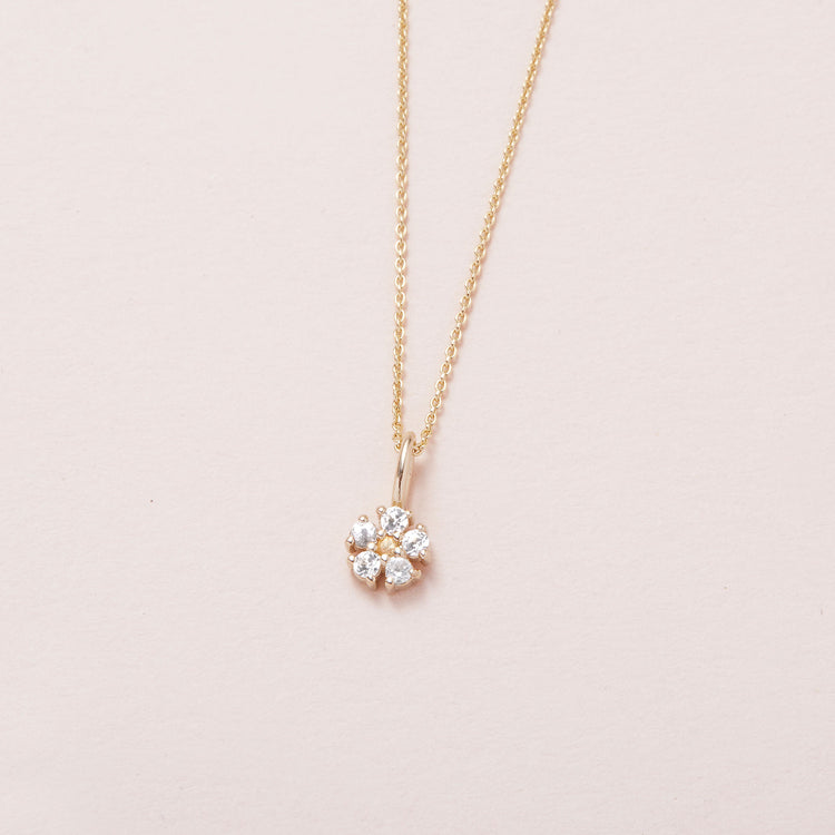 White Sapphire Flower Necklace