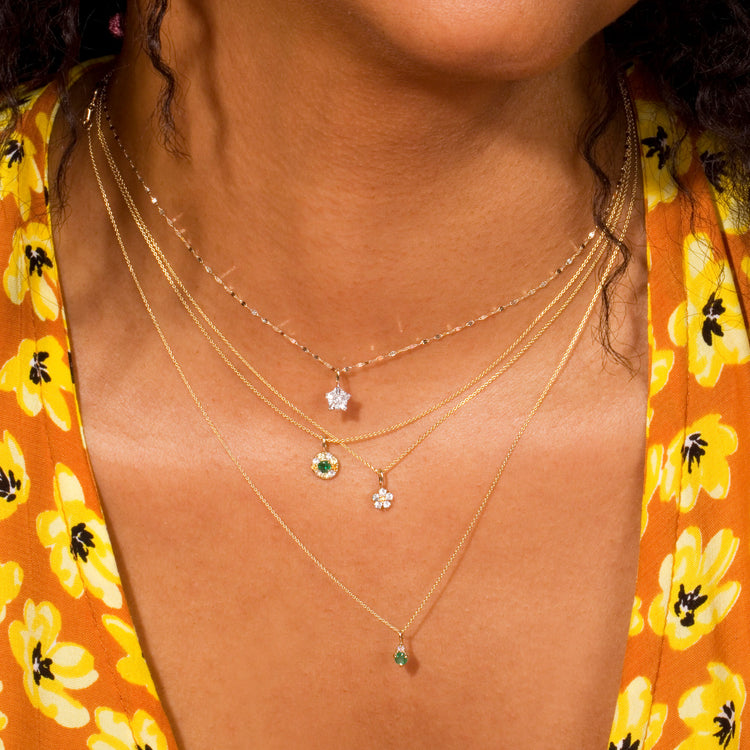White Sapphire Flower Necklace