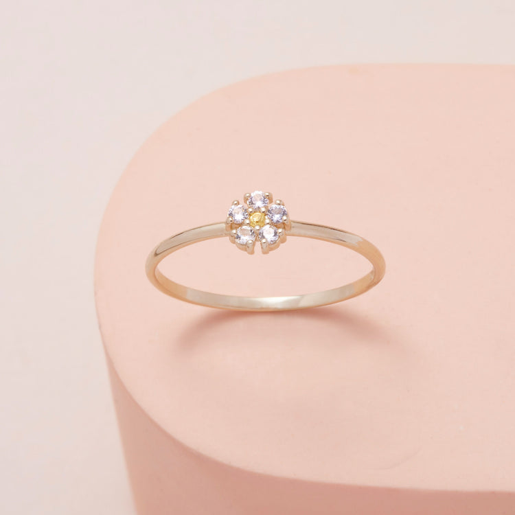 White Sapphire Flower Ring
