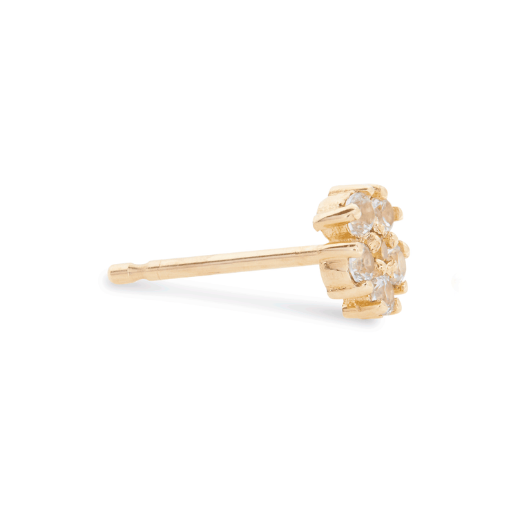 Stone and Strand 10K Yellow Gold White and Yellow Sapphire Flower Stud Side Image
