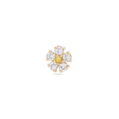 Stone and Strand 10K Yellow Gold White and Yellow Sapphire Flower Stud Front Image