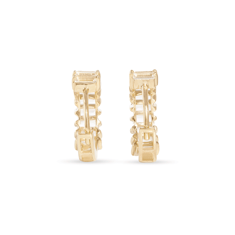 White Topaz Baguette Huggies