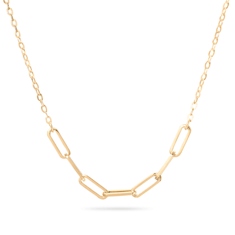 Stone and Strand 10K Yellow Gold XL Paperclip Link Necklace Close Up Image