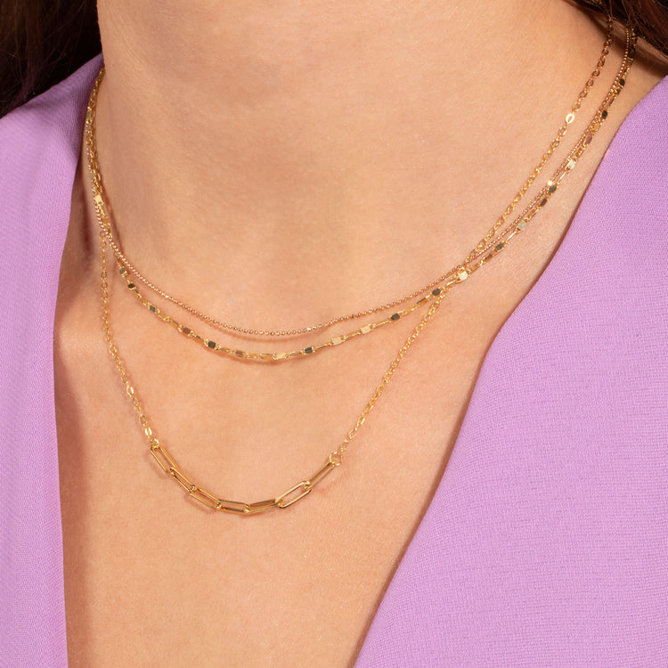 Image of 10K Yellow Gold XL Paperclip Link Necklace with Stone and Strand Necklaces