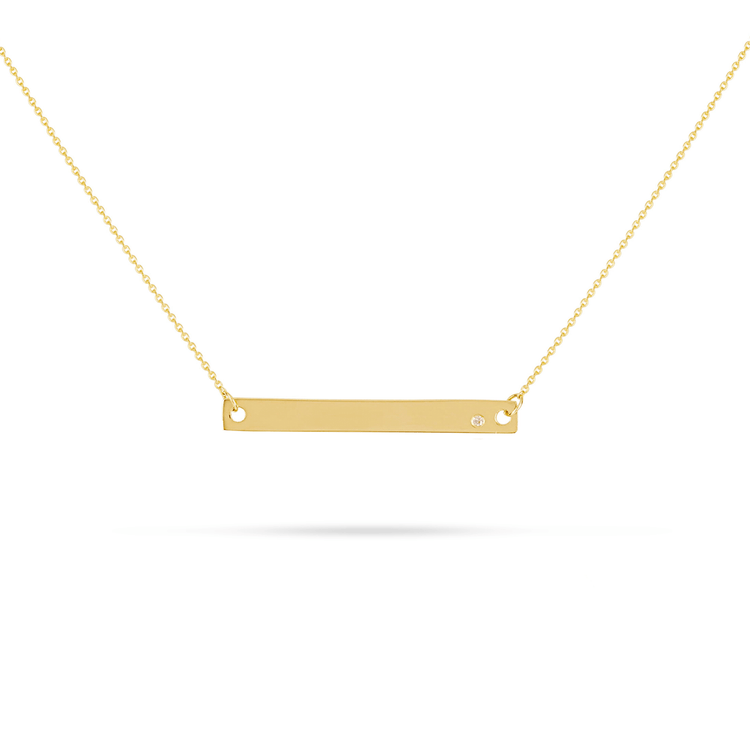 Medium Horizontal Bar Necklace with Diamond