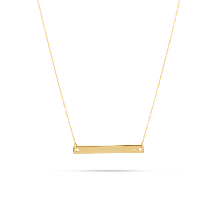 Medium Horizontal Bar Necklace with Diamond