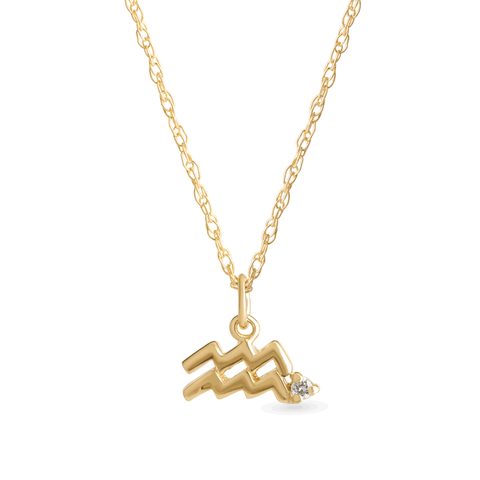 Zodiac Charm Necklace with Diamond