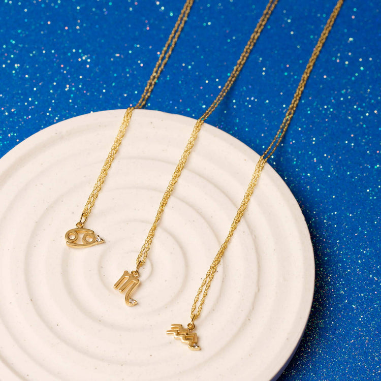 Zodiac Charm Necklace with Diamond