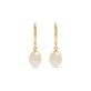 Stone and Strand 14K Yellow Gold Elliptical Pearl Huggies Front Image