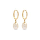 Stone and Strand 14K Yellow Gold Elliptical Pearl Huggies Side Image