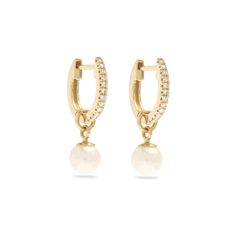 Freshwater Droplet Pearl Pave Huggies – STONE AND STRAND