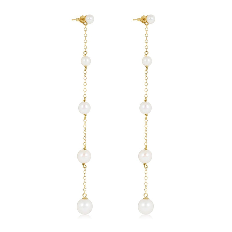 Stone and Strand 14K Yellow Gold Pearl Bonbon Earrings Side Image