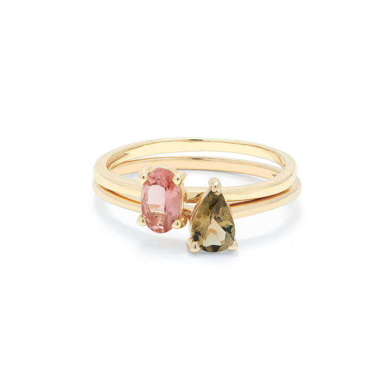 Gold Plated Oval and Pear Tourmaline Twin Set