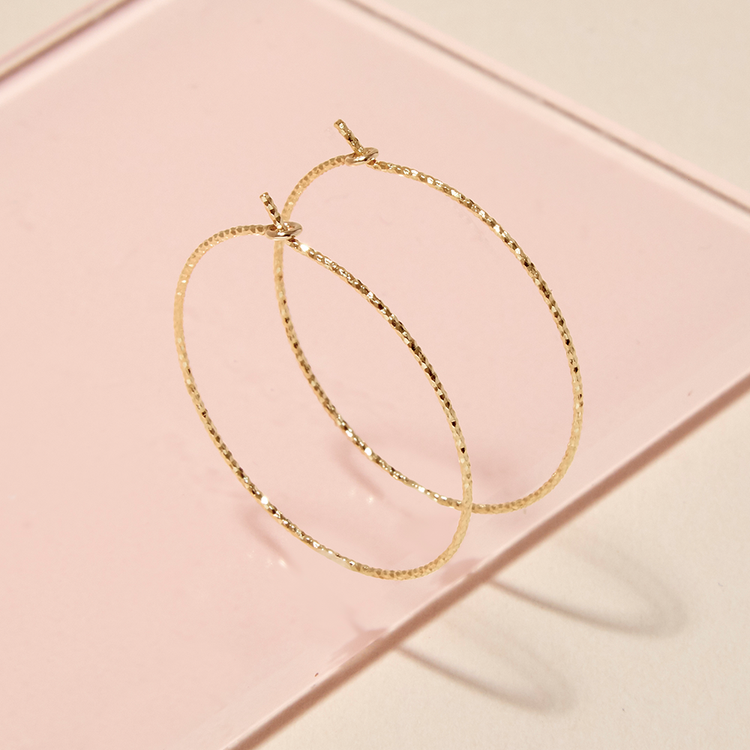 Stone and Strand 10K Yellow Gold Large Sparkle Hoops Editorial Image