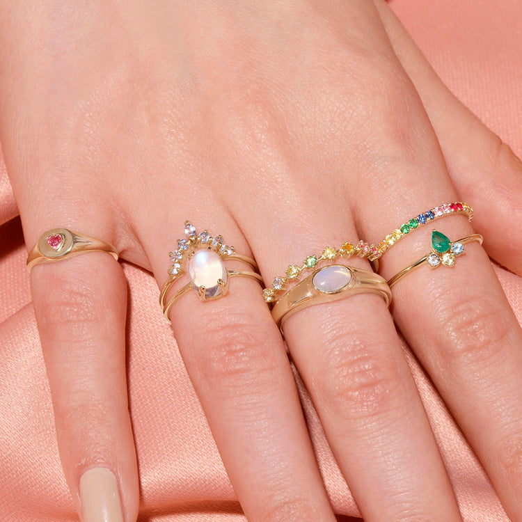 Lucky Emerald Crown Ring