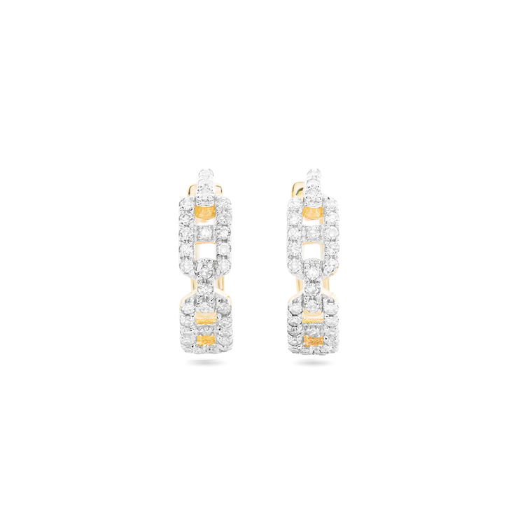 Stone and Strand 10K Yellow Gold Fine Diamond Maritime Huggies Front Image