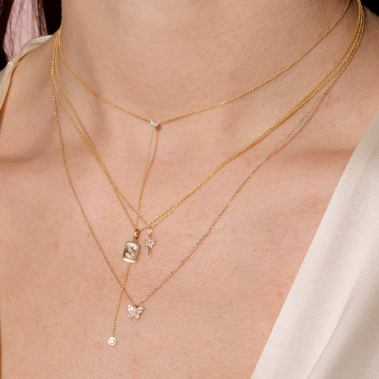 Pave Topaz Key Pendant