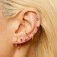 Image of 10K Yellow Gold Pink Power Stud with Stone and Strand Earrings