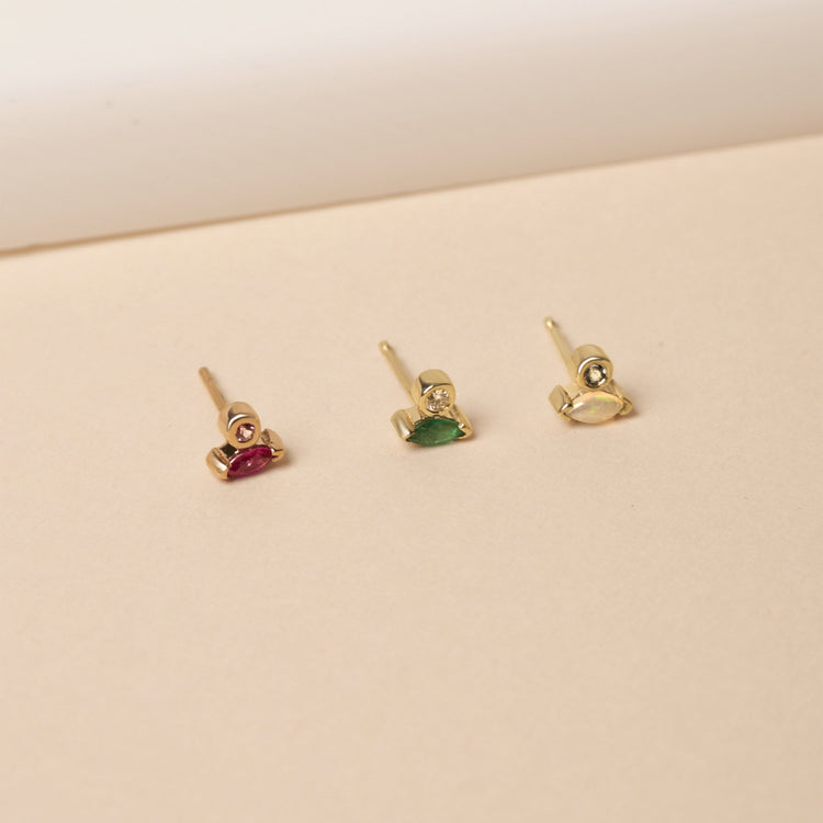 Marquise Ruby and Pink Sapphire Stud