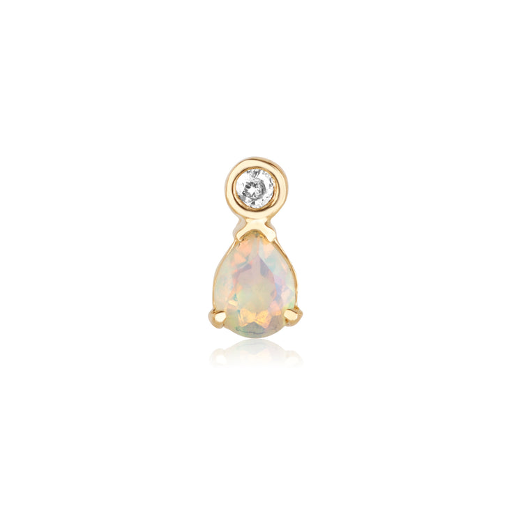 Pear Opal and Teeny Diamond Stud
