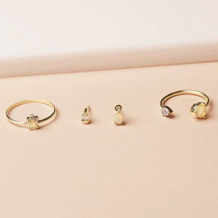 Pear Opal Unicorn Crown Ring