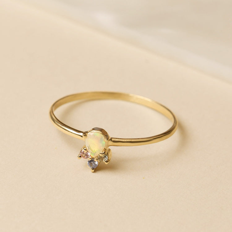 Pear Opal Unicorn Crown Ring