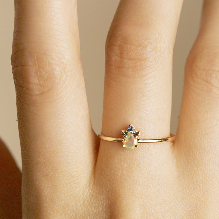 Pear Opal Unicorn Crown Ring