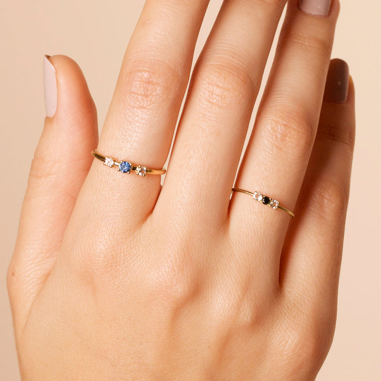 Tri Blue Sapphire and White Topaz Ring