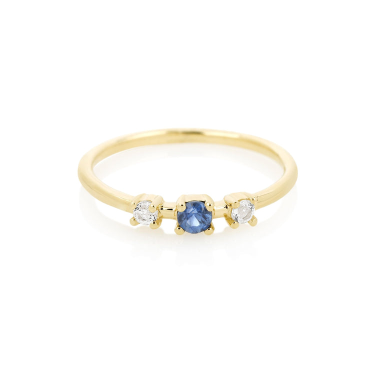 Tri Blue Sapphire and White Topaz Ring