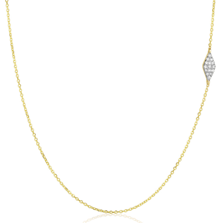 Pave Diamond Shape Asymmetric Necklace