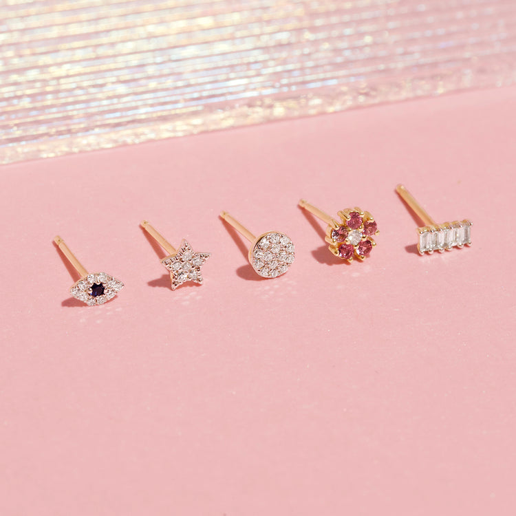 Rose Gold Pave Diamond Disc Earrings