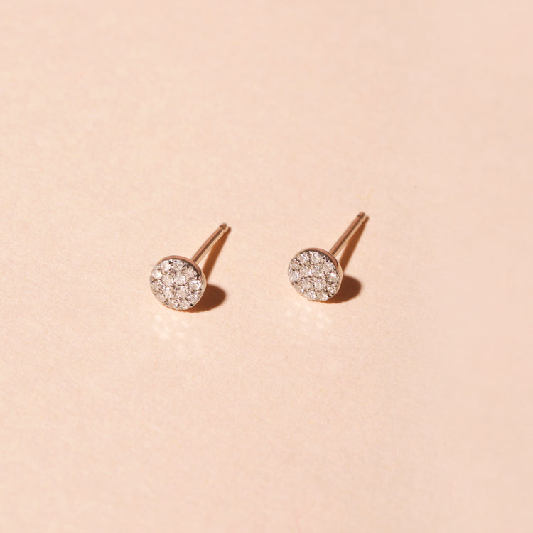 Rose Gold Pave Diamond Disc Earrings