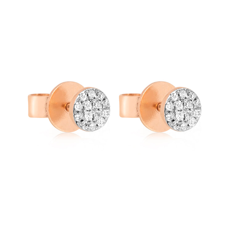 Rose Gold Pave Diamond Disc Earrings